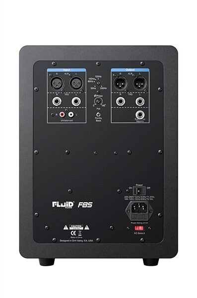 Fluid Audio F8S Powered Studio Subwoofer, New, Rear