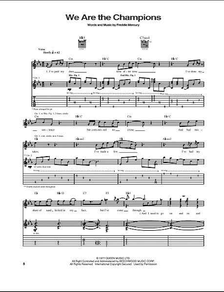 We Are The Champions Guitar Tab Zzounds