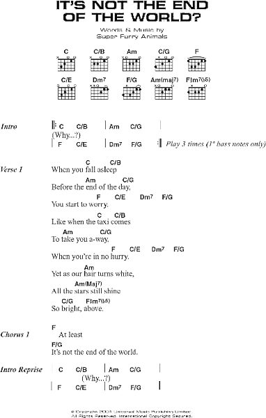 It S Not The End Of The World Guitar Chords Lyrics Zzounds