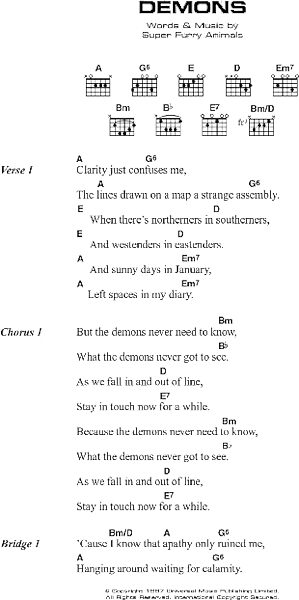 Demons - Guitar Chords/Lyrics | zZounds