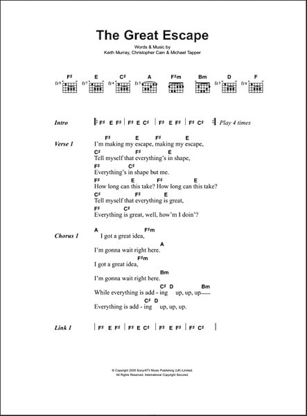 The Great Escape Guitar Chords Lyrics Zzounds