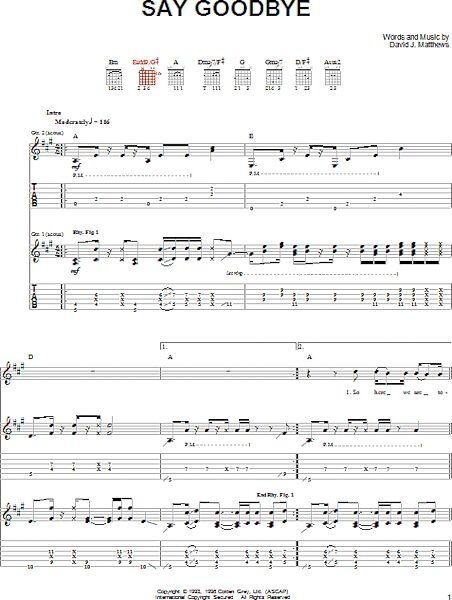 say goodbye tab - kiss and say goodbye chords