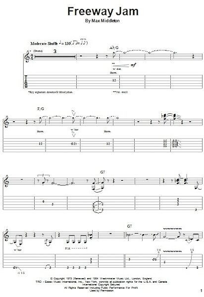 Freeway Jam Guitar Tab Play Along Zzounds