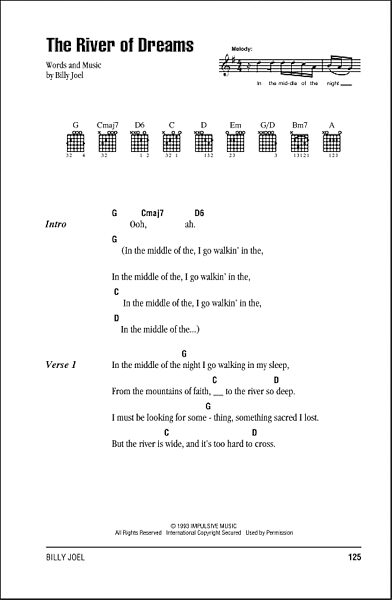 The River Of Dreams Guitar Chords Lyrics Zzounds