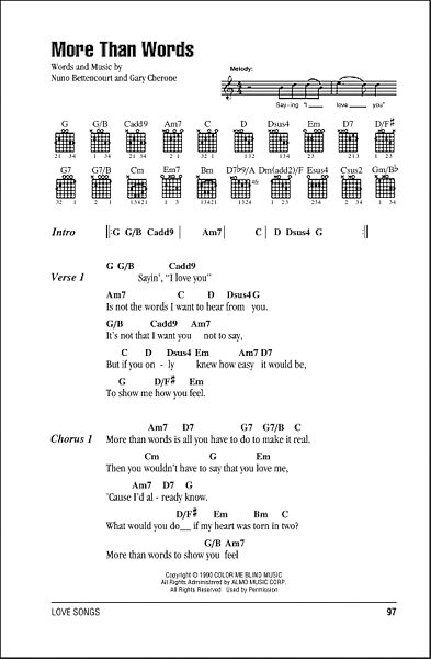 More Than Words Chords / More Than Words - Guitar Chords/Lyrics | zZounds : Da da de da.more than words.