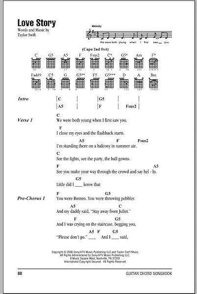 Love Story Guitar Chords Lyrics Zzounds