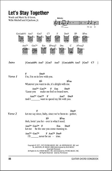 Let S Stay Together Guitar Chords Lyrics Zzounds