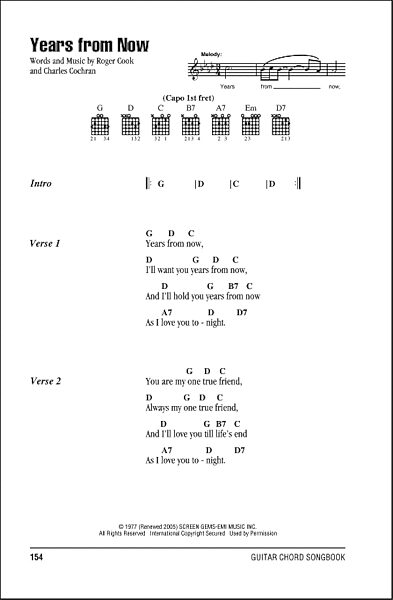 Years From - Guitar Chords/Lyrics | zZounds