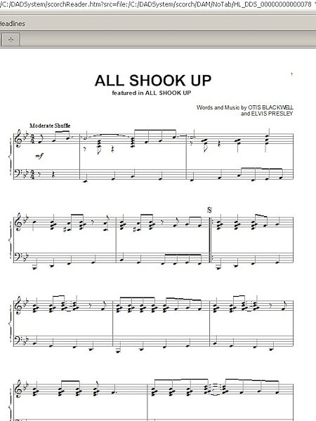 All Shook Up - Piano Solo, New, Main