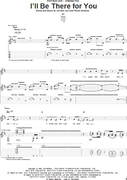 I'll Be There For You - Guitar TAB, New, Main