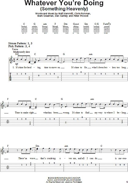 Whatever You're Doing (Something Heavenly) - Easy Guitar with TAB, New, Main