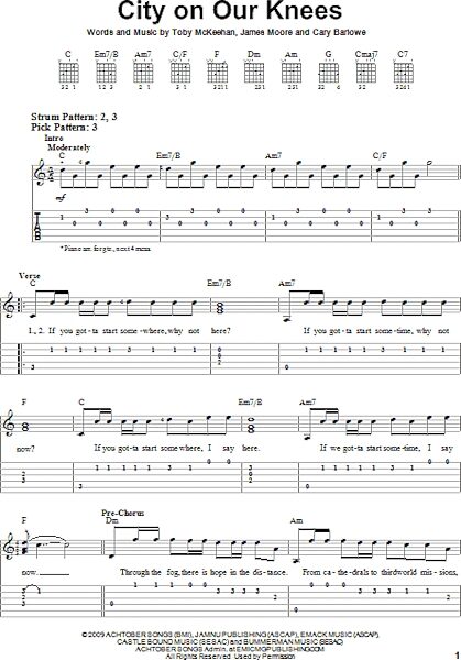 City On Our Knees - Easy Guitar with TAB, New, Main