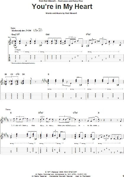 You're In My Heart - Guitar TAB, New, Main