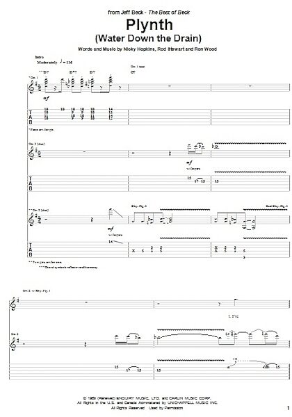Plynth (Water Down The Drain) - Guitar TAB, New, Main