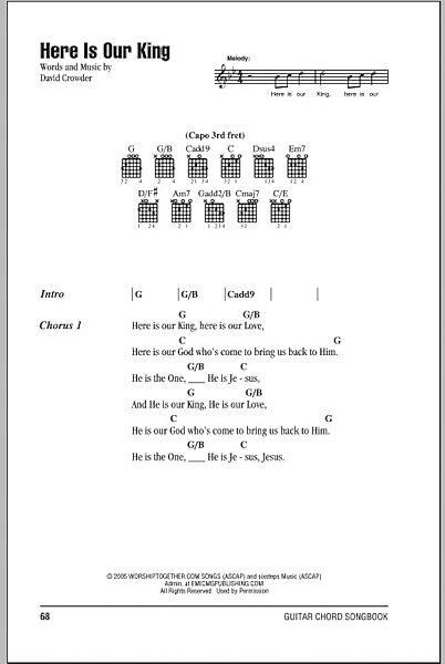 Here Is Our King - Guitar Chords/Lyrics, New, Main