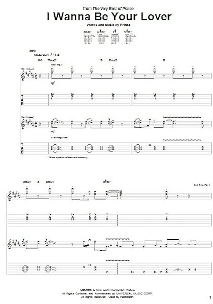 I Wanna Be Your Lover - Guitar TAB, New, Main