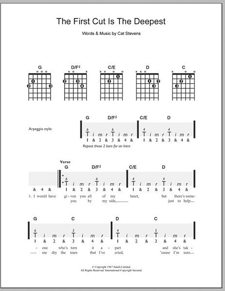 The First Cut Is The Deepest - Easy Guitar, New, Main
