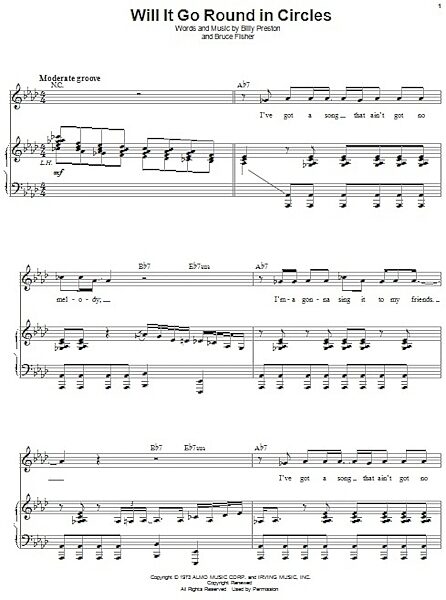 Will It Go Round In Circles - Piano Vocal, New, Main