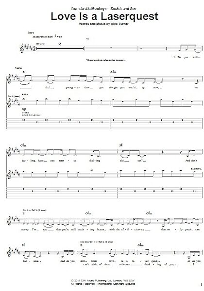 Love Is A Laserquest - Guitar TAB, New, Main