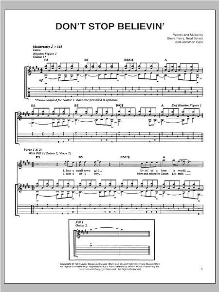 Don't Stop Believin' - Guitar TAB, New, Main