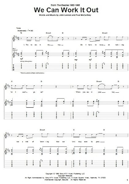 We Can Work It Out - Guitar TAB, New, Main