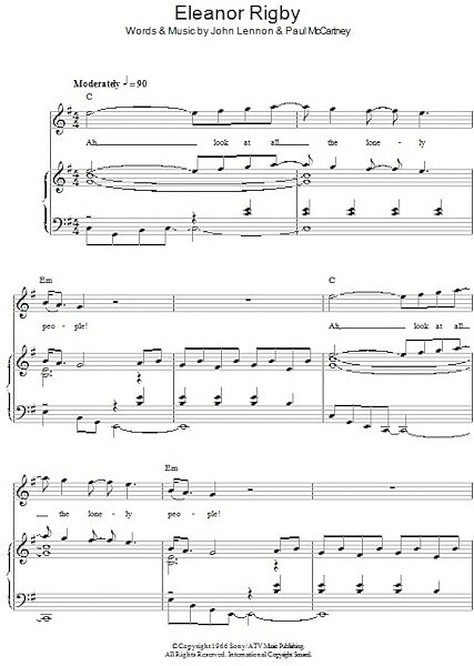 Eleanor Rigby - Piano/Vocal/Guitar, New, Main