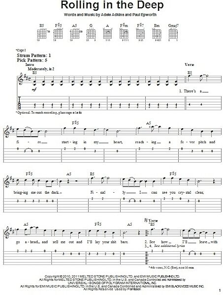 Rolling In The Deep - Easy Guitar with TAB, New, Main