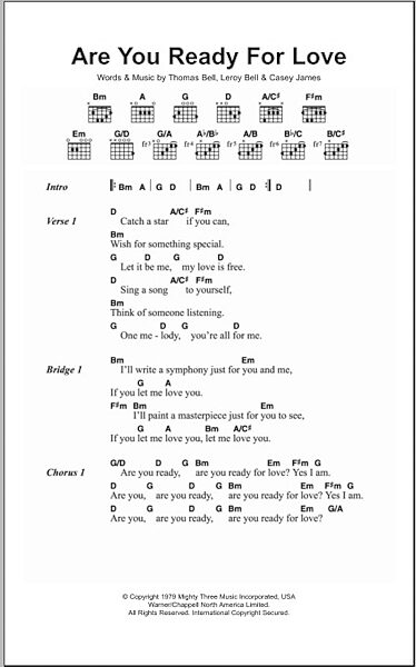 Are You Ready For Love - Guitar Chords/Lyrics, New, Main