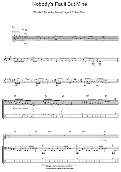 Nobody's Fault But Mine - Bass Tab, New, Main