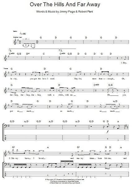 Over The Hills And Far Away - Bass Tab, New, Main