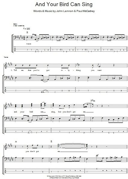 And Your Bird Can Sing - Bass Tab, New, Main