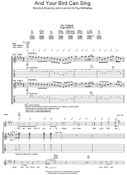 And Your Bird Can Sing - Guitar TAB, New, Main