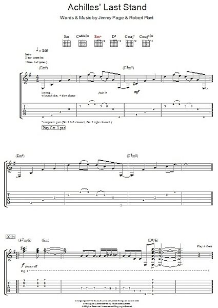 Achilles Last Stand - Guitar TAB, New, Main