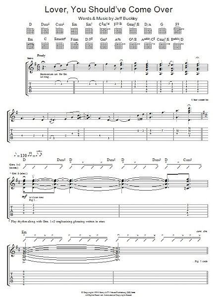 Lover, You Should've Come Over - Guitar TAB, New, Main