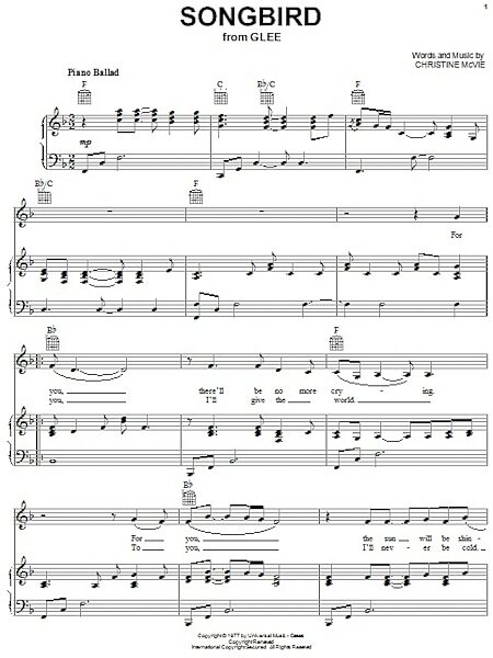 Songbird - Piano/Vocal/Guitar, New, Main