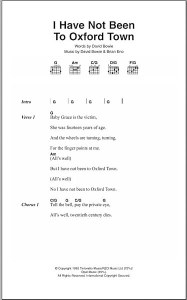 I Have Not Been To Oxford Town - Guitar Chords/Lyrics, New, Main