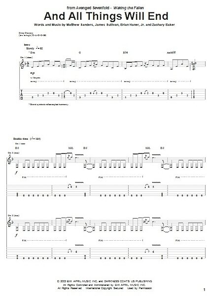 And All Things Will End - Guitar TAB, New, Main