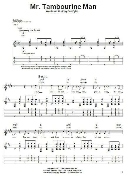 Mr. Tambourine Man - Guitar Tab Play-Along, New, Main