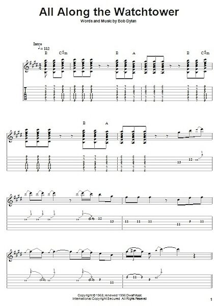 All Along The Watchtower - Easy Guitar with TAB, New, Main