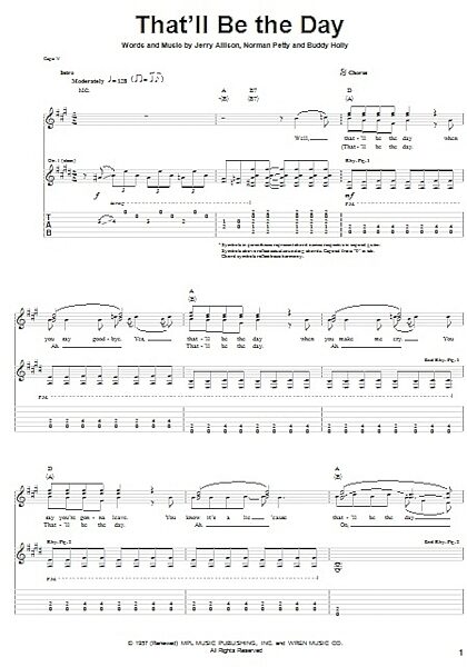 That'll Be The Day - Guitar TAB, New, Main