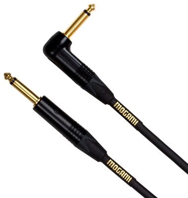 Mogami Gold Guitar/Instrument Cable (Straight to Right Angle End), 3 Foot, Main