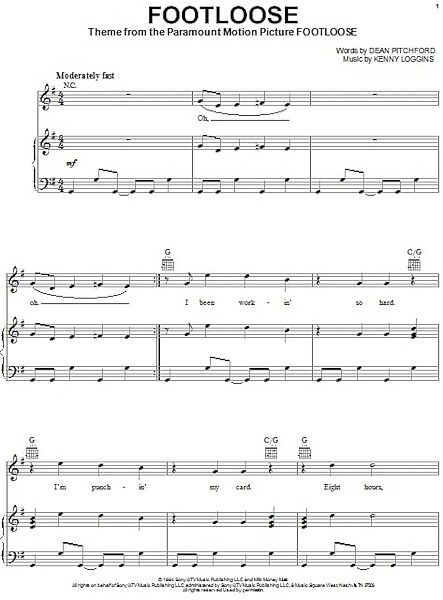 Footloose - Piano/Vocal/Guitar, New, Main