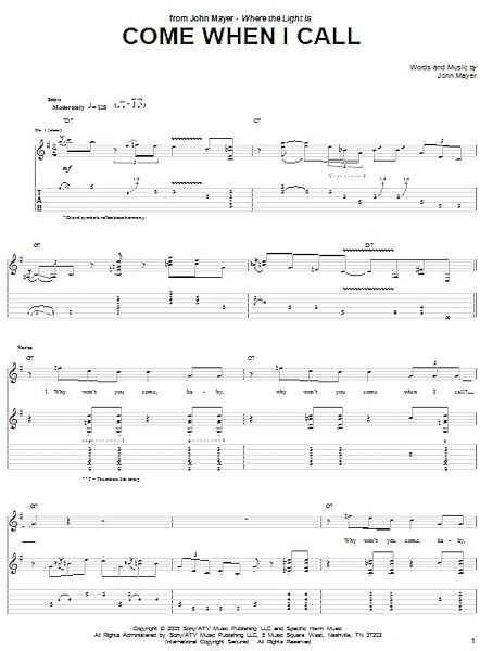 Come When I Call - Guitar TAB, New, Main