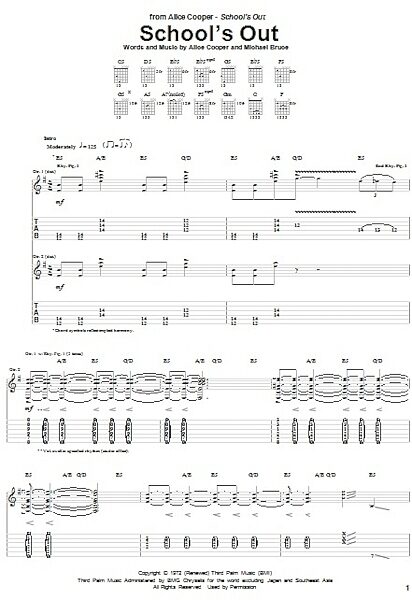 School's Out - Guitar TAB, New, Main