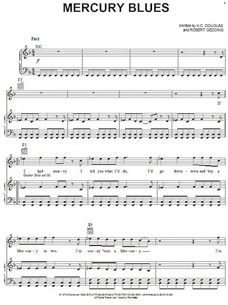 Mercury Blues - Piano/Vocal/Guitar, New, Main