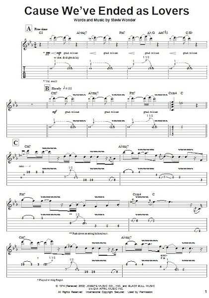 Cause We've Ended As Lovers - Guitar Tab Play-Along, New, Main