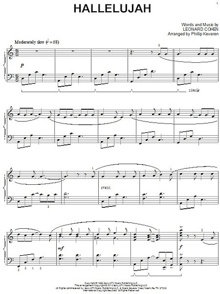 Hallelujah - Piano Solo, New, Main