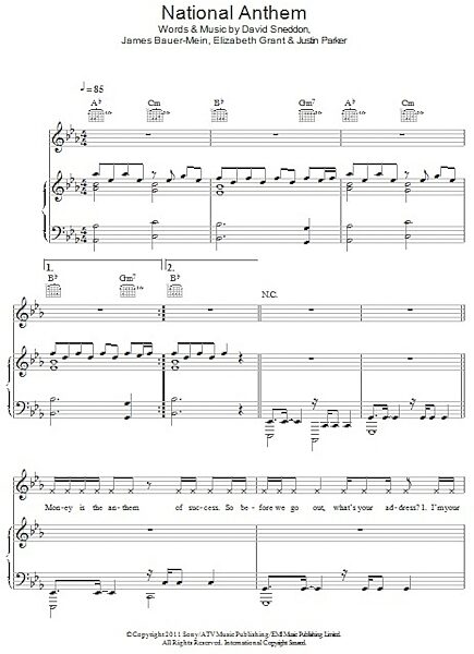 National Anthem - Piano/Vocal/Guitar, New, Main