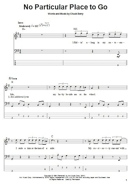 No Particular Place To Go - Bass Tab, New, Main