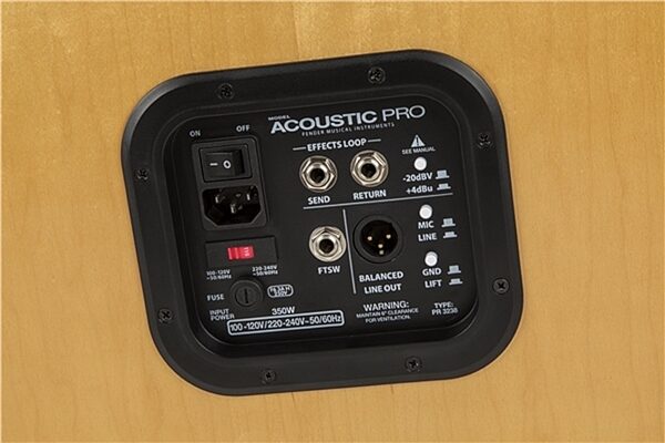 Fender Acoustic Pro Acoustic Guitar Combo Amplifier (200 Watts, 1x12"), Panel